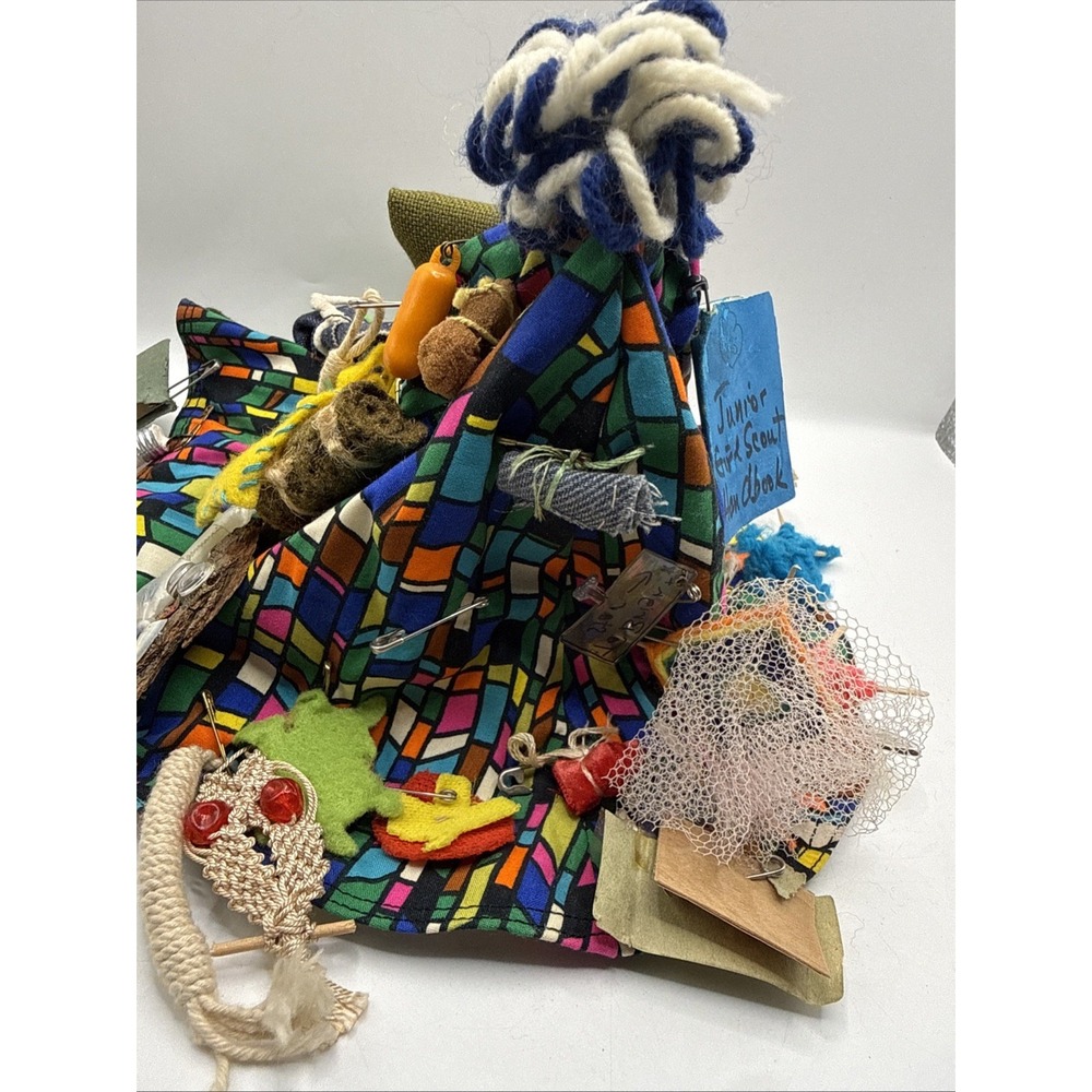 Vintage 70s Girl Scout Camp SWAPS Memory Bucket Hat Handmade Mixed Media Art - Picture 4 of 9